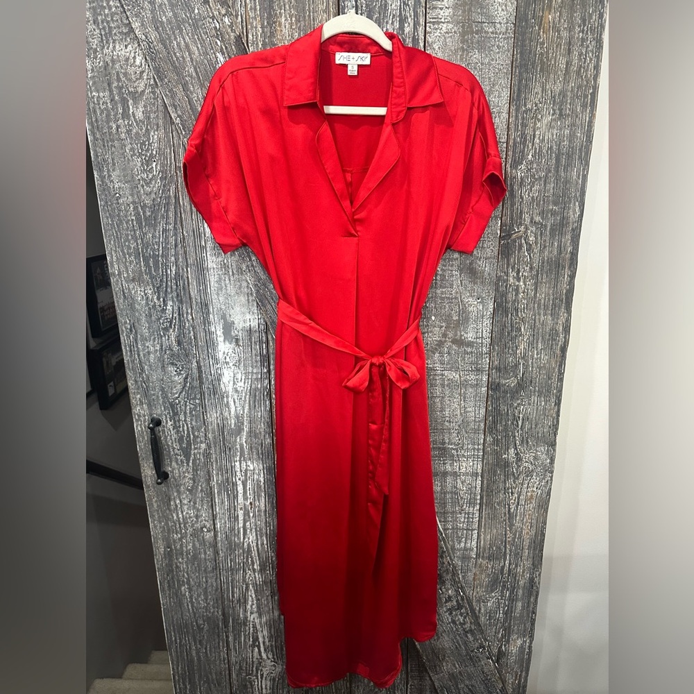 She + Sky Red Midi Dress